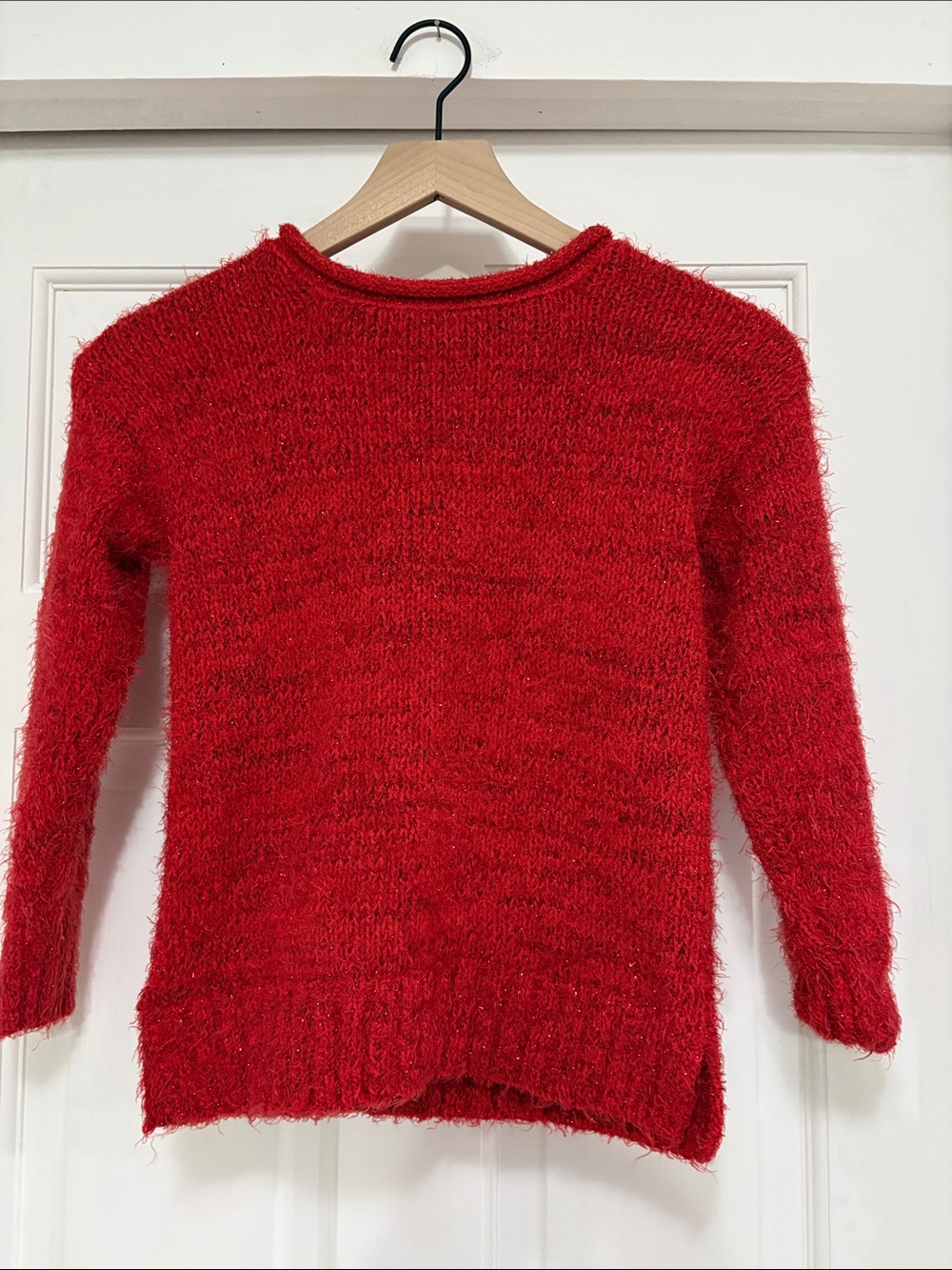 Cat & Jack Red Fuzzy Knit Crewneck Sweater